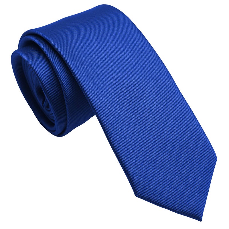 ZENXUS Solid Skinny Ties for Men, 2.5 inch Slim Royal Blue Necktie - Image 1